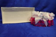 Подвязка кружевная бело малиновая в коробочке арт. 019-136