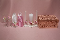 Набор розовый (сундучок, одежка, свечи, бокалы) арт. 053-315