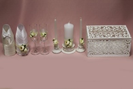 Набор белый-айвори (сундучок, одежка, свечи, бокалы) арт. 053-317