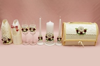 Набор айвори с брошками (сундучок, одежка, свечи, бокалы) арт. 053-320