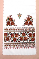 Рушник свадебный с красно-черно-золотым орнаментом (цветы). Длина 150 см, ширина 35см. арт.070-442