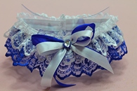 Подвязка для невесты кружевная сине-белая арт.019-234