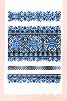 Рушник свадебный с орнаментом синий с серебром. Длина 120 см, ширина 25см. арт.070-470