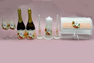 Набор персиковый (сундучок, одежка, свечи, бокалы) арт. 053-324