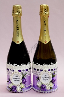 Тубы на шампанское сиреневые с цветами арт. 0481-009