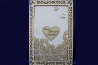 Рамка для сердечек с пожеланиями молодоженам. Фанера, защитное стекло. (ВШ: 60х40 см) арт.0106-006