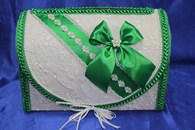 Сундук для денег бело-зеленый (зеленая окантовка) арт. 071-194