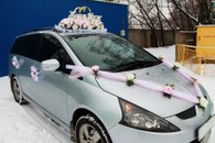 Свадебные украшения на машину, айвори-розовые кольца 