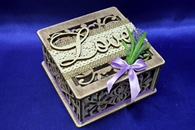 Резная деревянная коробочка с подушкой для колец (лаванда) арт. 1173-001