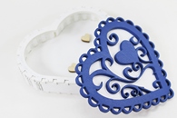 Коробочка для колец сердце бело-синяя (Дерево) 10х10см. арт. 1174-007