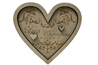 Деревянная подставка-сердце для колец ,гравировка имен под заказ, арт.1175-001