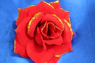 Роза красная бархатная с золотом (головка) Мин. заказ от 10шт! арт. 137-023