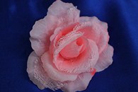Роза светло-розовая с сеткой (головка) Мин. заказ от 10шт! арт. 137-030