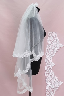 Фата с кружевом, расшитая пайетками, айвори. Длина 2 м (32) арт. 0273-410