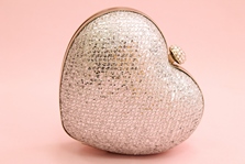 Сумочка клатч для невесты сердечко серебро арт. 017-231