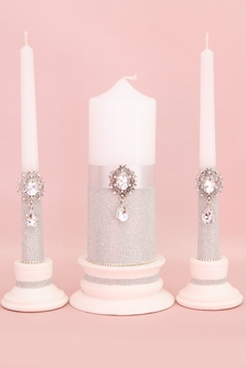 Свадебные свечи для семейного очага серебристо-серые арт.062-337