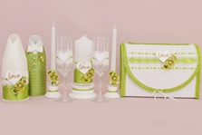 Свадебный набор аксессуаров ручной работы на стол оливковый, см. Подробнее арт.053-358