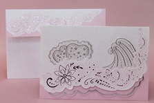 Приглашение на свадьбу бело-розовое + вкладыш с текстом + конверт (цена за упаковку 10шт) арт.150096