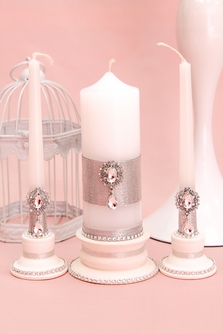 Свадебные свечи для семейного очага серебро с брошками арт.062-354
