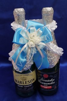 Лента для шампанского (восьмерка) бело-голубая арт.0573-023