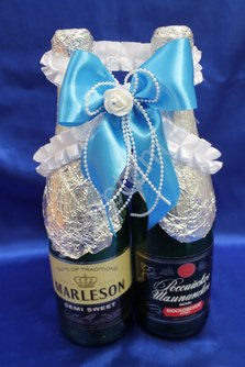 Лента для шампанского (восьмерка) голубая арт.0573-042