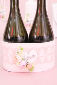 Украшение на шампанское в розовых тонах арт.047-329