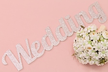 Слово из дерева Wedding, цвет серебро глиттер, размер 61x13см, арт.0043-105