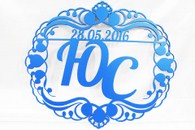 Свадебный герб синий мат. (цвет, инициалы, дата под заказ) арт. 007-073
