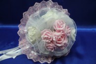 Букет дублер для невесты латексный с розами айвори и розовыми розами арт. 020-286