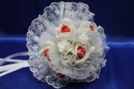 Букет дублер для невесты латексный с бело-красными и белыми розами арт. 020-287