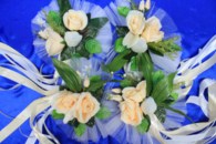 Цветы на ручки и зеркала с персиковыми и белыми розамив уп. 4штучки арт. 124-142