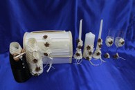 Свадебный набор айвори коричневый, семейный очаг, свадебные бокалы, украшение на бутылки, семейный банк арт. 053-141 (см. Подробнее)