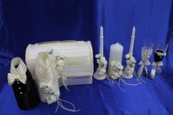 Свадебный набор айвори, семейный очаг, свадебные бокалы, украшение на бутылки, семейный банк арт. 053-144(см. Подробнее)
