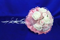Букет дублер для невесты с белыми и бело-розовыми латексными розами арт. 020-253