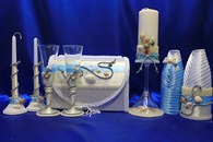 Свадебный набор морской, семейный очаг, свадебные бокалы, украшение на бутылки, семейный банк арт. 053-094