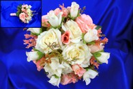 Букет дублер для невесты с персиковыми и розовыми розами арт. 020-111