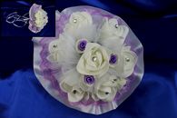 Букет дублер для невесты с белыми и бело-фиолетовыми латексными розами арт. 020-223
