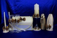 Свадебный набор шоколадный, семейный очаг, свадебные бокалы, украшение на бутылки, семейный банк арт. 053-089