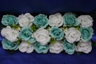 Цветы для изготовления арок (белые и бирюзовые розы) 20х45см арт. 094-102
