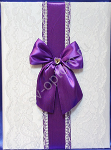 Папка (обложка) для свидетельства о браке с фиолетовым бантиком (ручная работа) ф.А4арт. 114-098