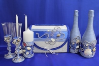 Свадебный набор морской, семейный банк, украшение на бутылки, семейный очаг, свадебные бокалы арт. 053-019