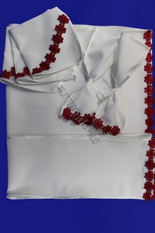 Венчальный набор белый с бордовой окантовкой арт.074-038