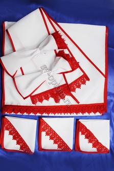Венчальный набор белый с красной окантовкой арт.074-039