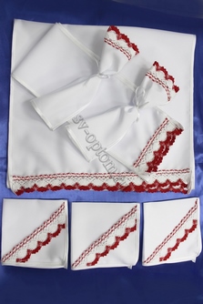 Венчальный набор белый с красной окантовкой арт.074-046