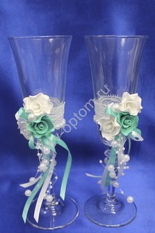Свадебные бокалы ручной работы с Латексными розами арт. 045-147