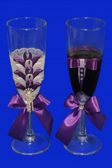 Свадебные бокалы ручной работы фиолетовые арт. 045-220