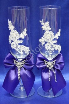 Свадебные бокалы ручной работы темно-синие арт. 045-230