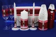 Набор бордовый (Сундучок, Одежда на шампанское, Свечи, Бокалы) арт. 053-246