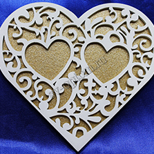 Подставка для колец сердце бело-золотое (Дерево) 14х15см. арт. 117-175