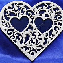 Подставка для колец сердце бело-синяя (Дерево) 14х15см. арт. 117-176